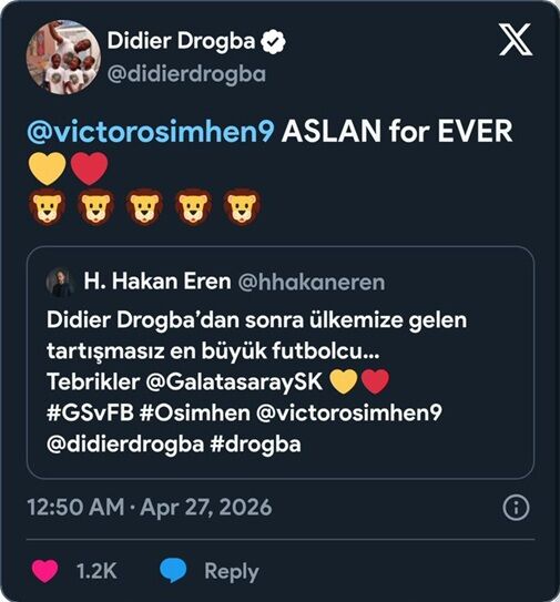 Drogba'dan Osimhen Paylaşımı