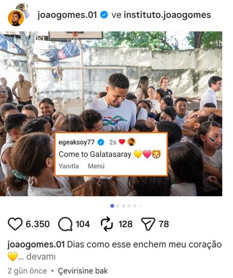 Joao Gomes'ten Galatasaray Beğenisi